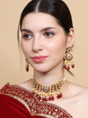 Kundan Polki Meenakari Mehroon Choker set with Shell Pearls and Mehroon drops