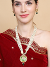 Polki and Green Meenakari Long Necklace