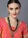 Green Gold Plated and Meenakari Kundan Long Necklace