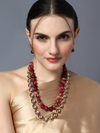 Ruby Red Gold Plated Kundan Long Necklace