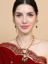 Mehroon Green Polki Meenakari Necklace