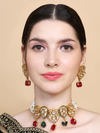White Green Gold Plated Kundan Choker set