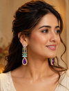 Luxury Multicolor Gemstone Drop Earrings | Gold-Plated Statement Earrings | Premium Party & Wedding Jewelry