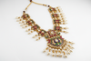 Multicolour Kundan Polki Meenakari Long Necklace With Shell Pearls