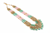 Vibrant Mint Pink Beaded Polki Long Necklace